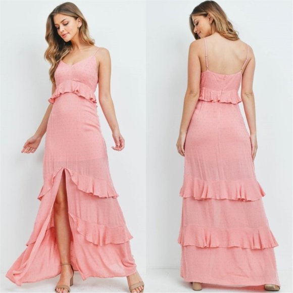 PINK MAXI TEXTURED DRESS - Picture 4 of 10